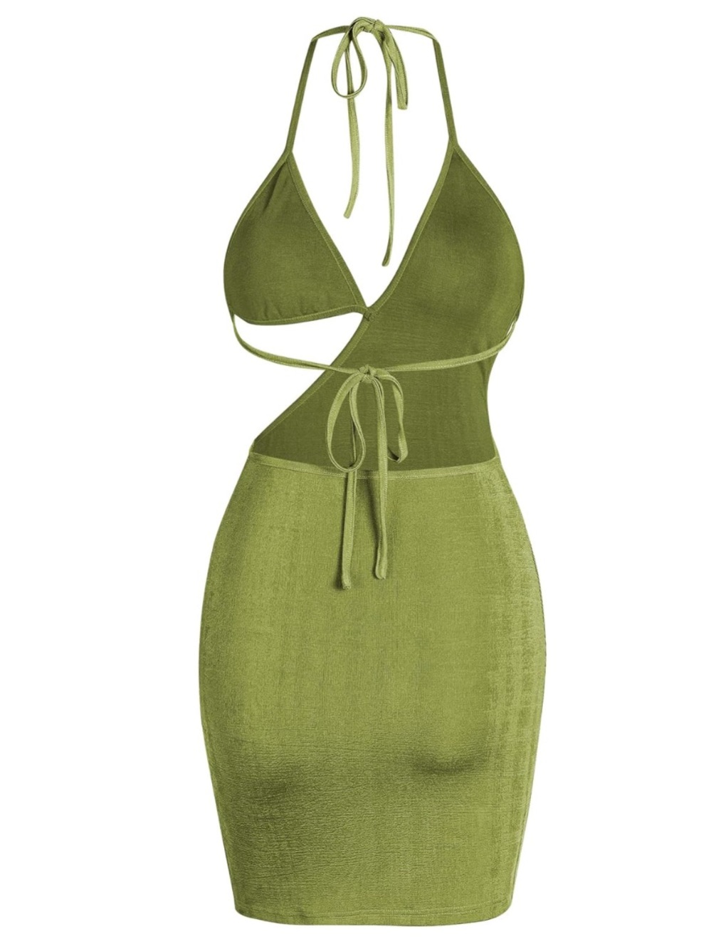Olive Cutout Halter Bodycon Dress
